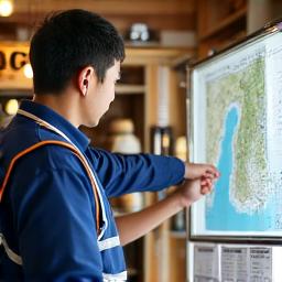 笑顔で親身に接客する釣具店スタッフ